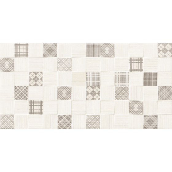 Ανάγλυφο κεραμικό πλακάκι τοίχου με γεωμετρικά μοτίβα cubik και μπεζ ματ φινίρισμα από τη σειρά Tessile της KEROS.